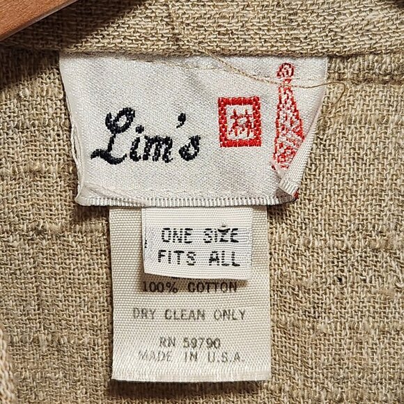 Vintage Lim's Women's OS Fits All Tan Blouse Crochet Lace Button Down Cotton USA - Picture 5 of 11